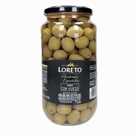 Aceituna Verde con Hueso Loreto 935g Fco